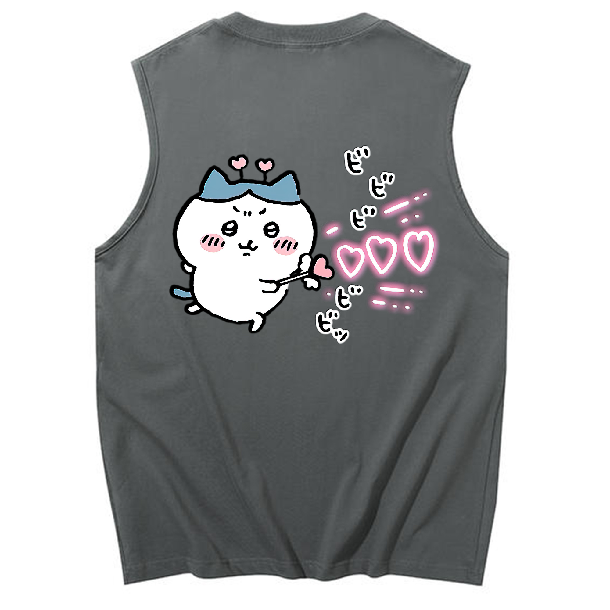 （画像用） ちいかわ ハチワレ Chii-kawa hachiware コットン100％タンクトップ（背面プリント）